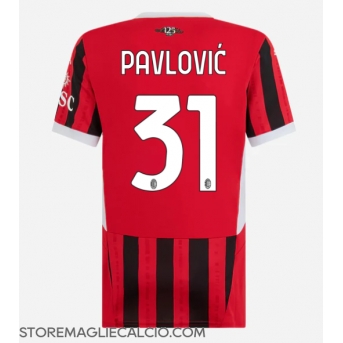 AC Milan Strahinja Pavlovic #31 Maglia Gara Casa Repliche 2024-25 Donna Maniche Corte